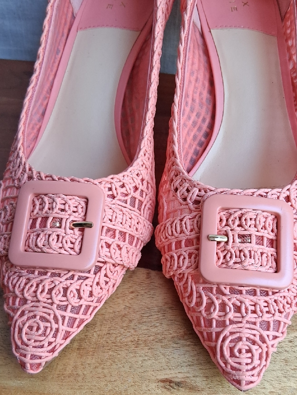Alex Marie Pink Woven Pointed-Toe Heels with Buckle 8.5 - Picture 5 of 14
